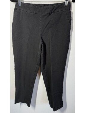 Isaac Mizrahi Womens 8P Black Pull On Ankle Pants Stretch Slim Pockets Casual